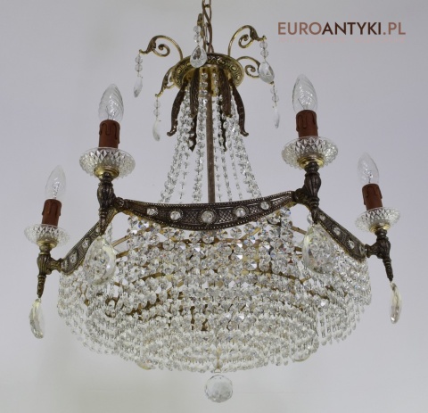12 żarówkowy pałacowy żyrandol kryształowy z lat 1940.