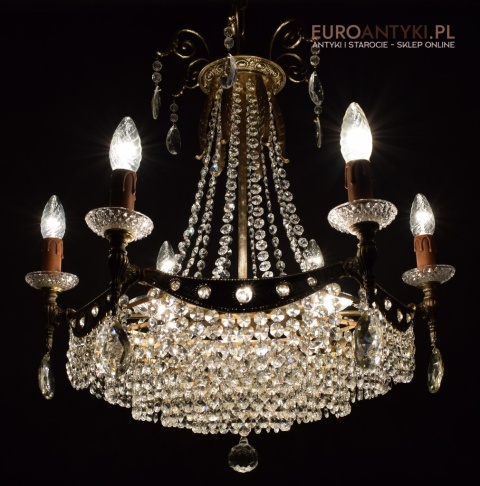 12 żarówkowy pałacowy żyrandol kryształowy z lat 1940.