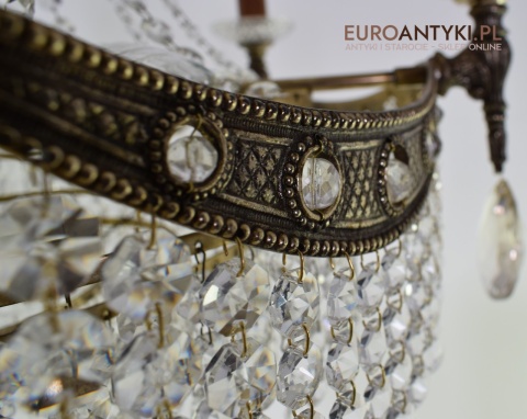 12 żarówkowy pałacowy żyrandol kryształowy z lat 1940.