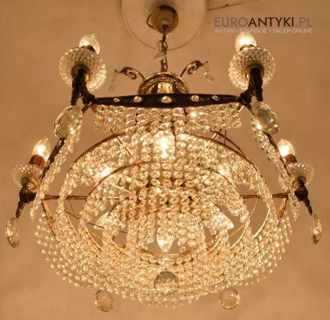 12 żarówkowy pałacowy żyrandol kryształowy z lat 1940.