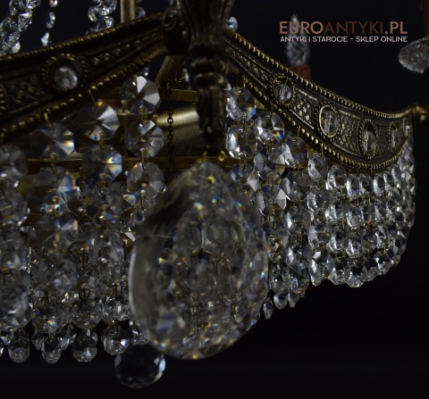 12 żarówkowy pałacowy żyrandol kryształowy z lat 1940.