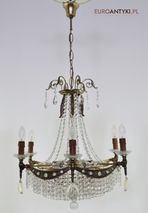 12 żarówkowy pałacowy żyrandol kryształowy z lat 1940.
