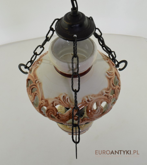 Ceramiczna lampa w góralskim stylu. Sufitowe lampy rustykalne.