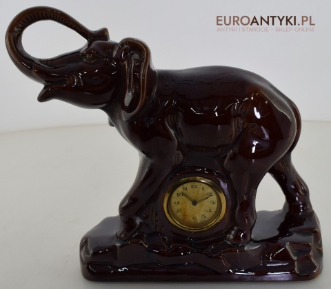 Słoń ceramiczny zabytkowy zegar z babcinych lat.