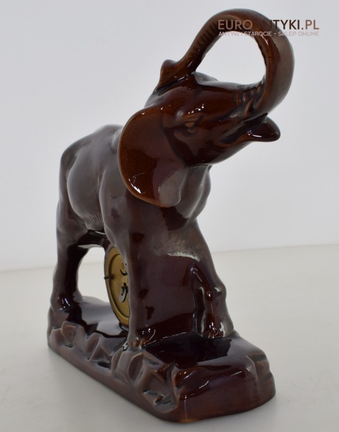 Słoń ceramiczny zabytkowy zegar z babcinych lat.