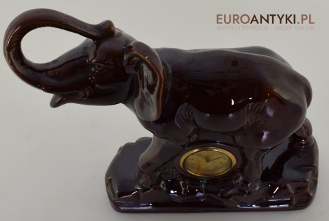Słoń ceramiczny zabytkowy zegar z babcinych lat.