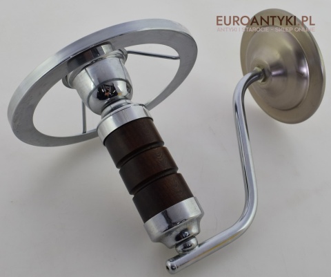 Srebny kinkiet gabinetowy z miodowym kloszem. Lampy retro.