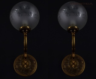 Para antycznych kinkietów mosiężnych z Francji – retro vintage, połowa XX w.