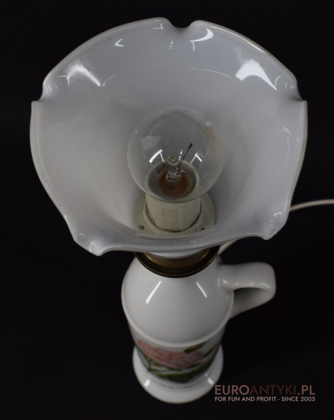 Francuska porcelanowa lampa na stolik. Lampy prowansalskie.