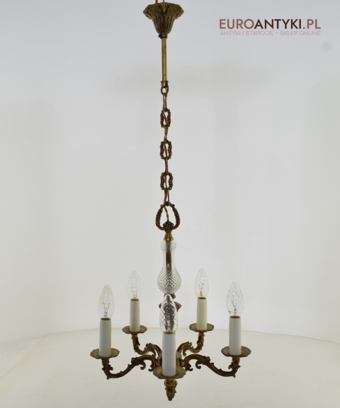 Mały zabytkowy żyrandol do ganku, holu, łazienki. Lampy antyki.