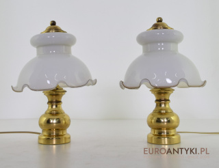 2 mosiężne lampy stołowe w stylu retro vintage. Unikatowe oświetlenie.