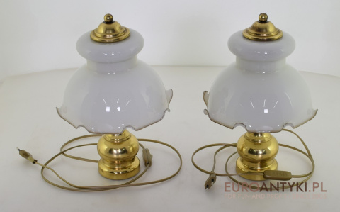 2 mosiężne lampy stołowe w stylu retro vintage. Unikatowe oświetlenie.