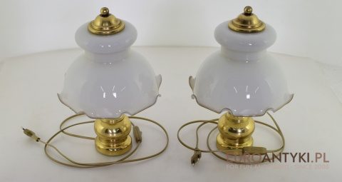 2 mosiężne lampy stołowe w stylu retro vintage. Unikatowe oświetlenie.