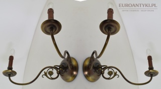 Duże starodawne kinkiety pająki. Retro lampy ścienne z brązu. XXL!