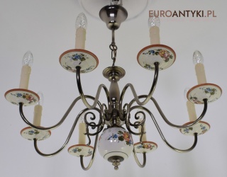 XL! Duży srebrny żyrandol w stylu cottagecore. Lampy vintage, retro.