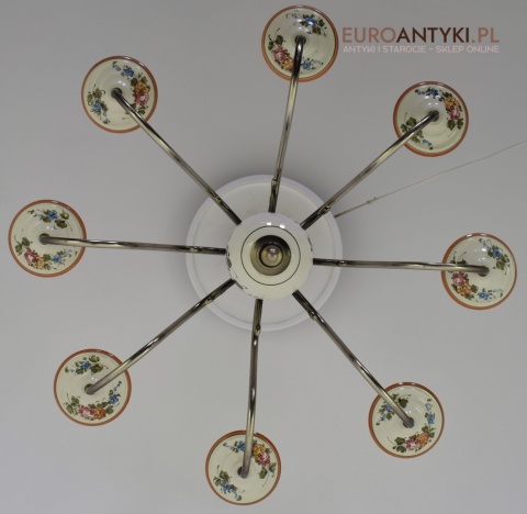 XL! Duży srebrny żyrandol w stylu cottagecore. Lampy vintage, retro.