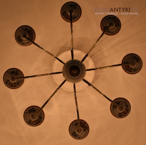 XL! Duży srebrny żyrandol w stylu cottagecore. Lampy vintage, retro.