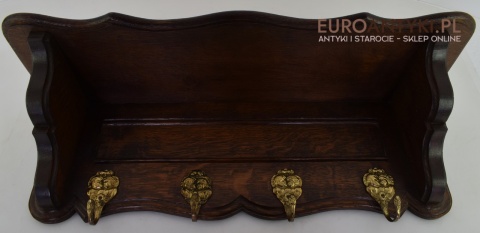 Drewniany klasyczny wieszak do stylowego ganku. Starocie antyki.