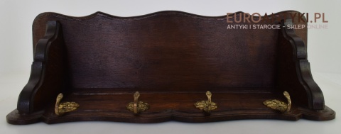 Drewniany klasyczny wieszak do stylowego ganku. Starocie antyki.