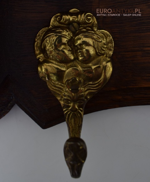 Drewniany klasyczny wieszak do stylowego ganku. Starocie antyki.