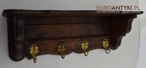 Drewniany klasyczny wieszak do stylowego ganku. Starocie antyki.