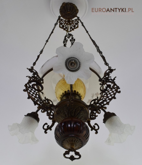 DUŻY nostalgiczny żyrandol rustykalny, cottagecore. Antyki lampy.