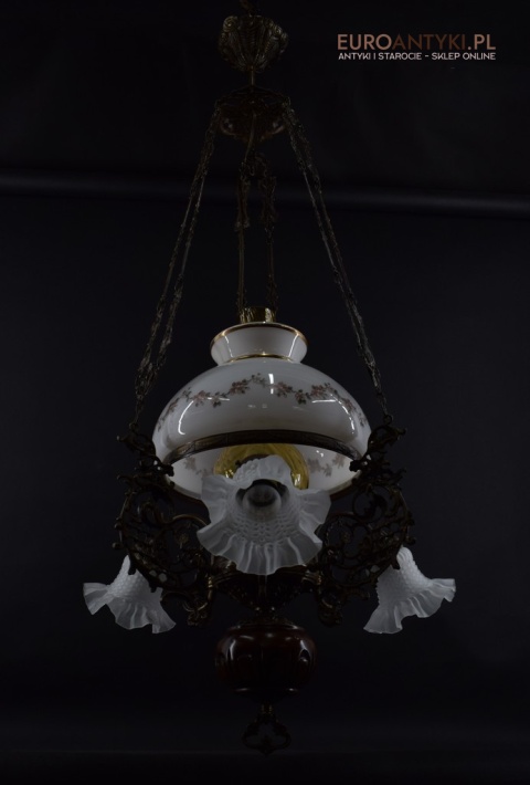 DUŻY nostalgiczny żyrandol rustykalny, cottagecore. Antyki lampy.