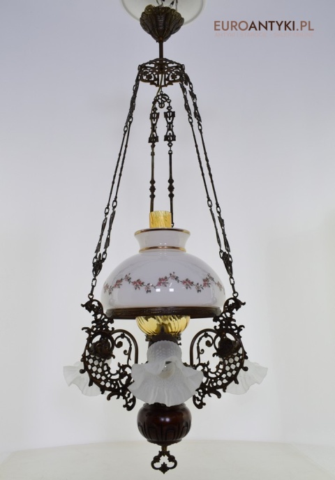 DUŻY nostalgiczny żyrandol rustykalny, cottagecore. Antyki lampy.