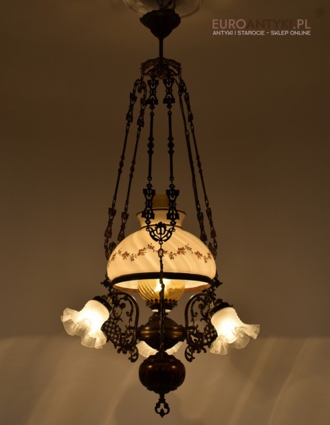 DUŻY nostalgiczny żyrandol rustykalny, cottagecore. Antyki lampy.