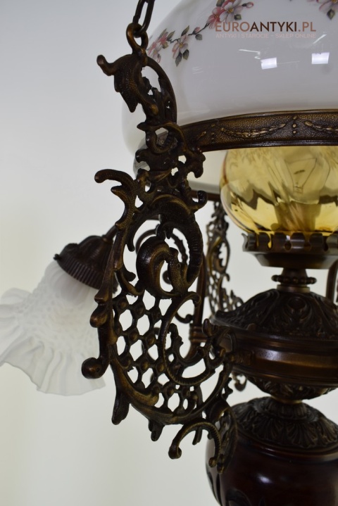 DUŻY nostalgiczny żyrandol rustykalny, cottagecore. Antyki lampy.