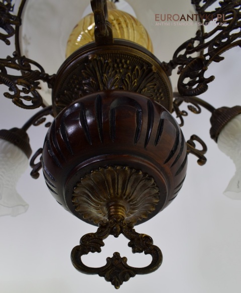 DUŻY nostalgiczny żyrandol rustykalny, cottagecore. Antyki lampy.