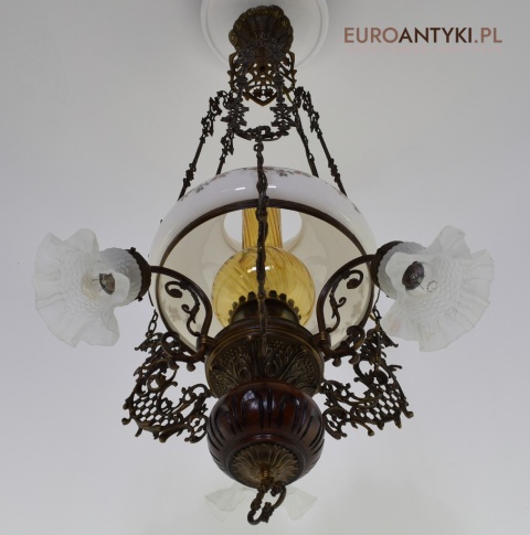 DUŻY nostalgiczny żyrandol rustykalny, cottagecore. Antyki lampy.