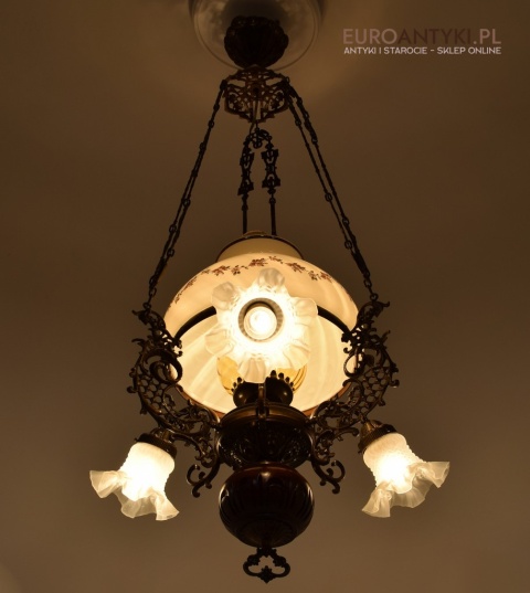 DUŻY nostalgiczny żyrandol rustykalny, cottagecore. Antyki lampy.