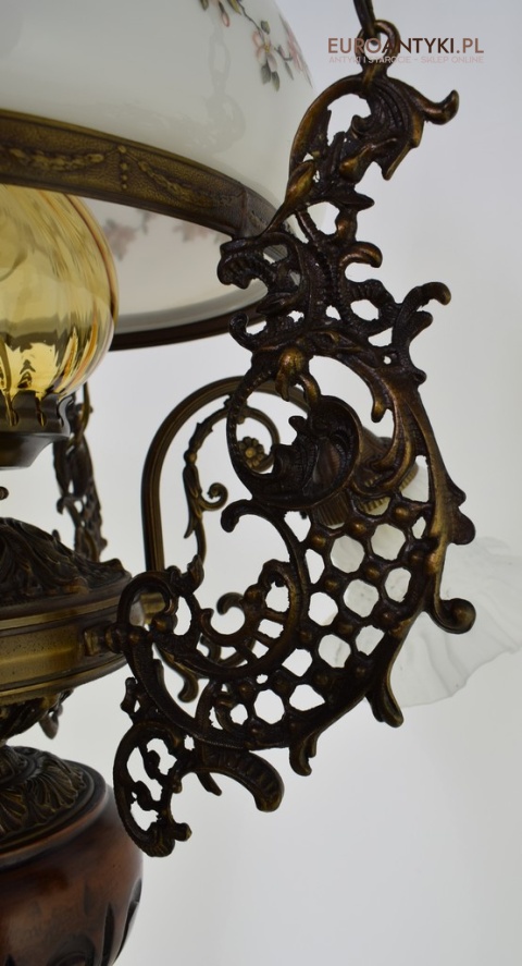 DUŻY nostalgiczny żyrandol rustykalny, cottagecore. Antyki lampy.