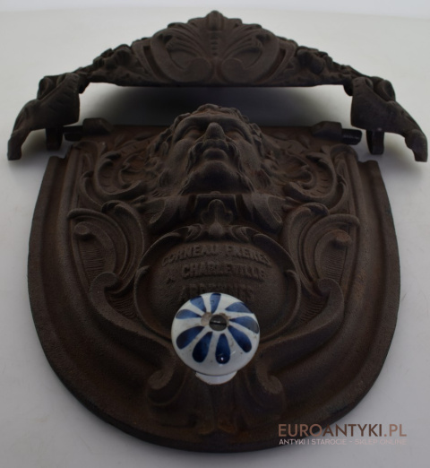 Antyk. Muzealna, secesyjna węglarka żeliwna Art Nouveau, Jugendstil.