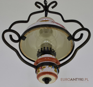 Retro lampa ceramiczka w góralskim stylu. Ośiwtlenie rustykalne.