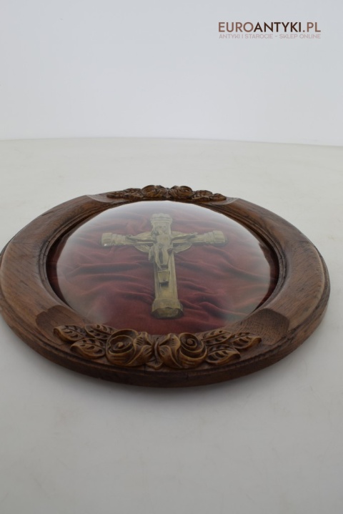 Muzealny obraz Jezus Chrystus pod owalnym szkłem. Antyki