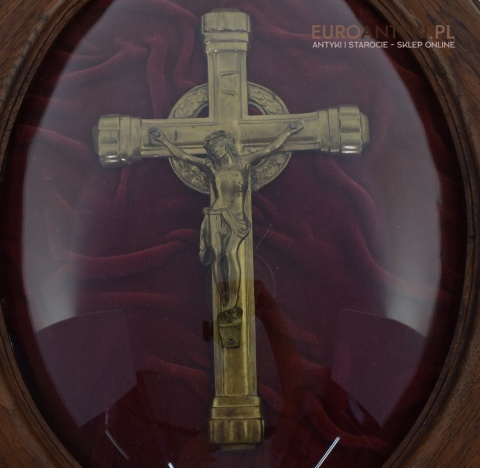 Muzealny obraz Jezus Chrystus pod owalnym szkłem. Antyki