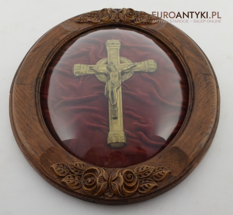 Muzealny obraz Jezus Chrystus pod owalnym szkłem. Antyki