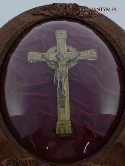 Muzealny obraz Jezus Chrystus pod owalnym szkłem. Antyki