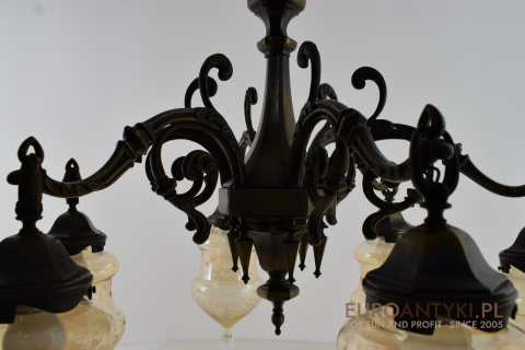 XXL! DUŻY! Muzealny żyrandol gotycki do salonu zamkowego. Lampy antyki.