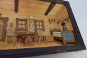 Duży obraz 3D rzeźba wiejska chata góralska z drewna. Antyki starocie.