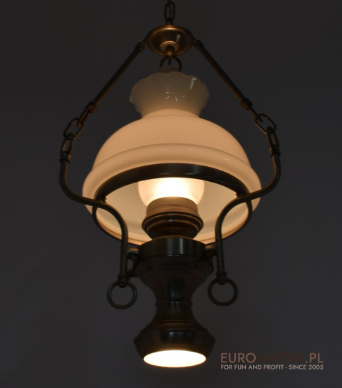 Retro, srebrna lampa wisząca 2 punktowa. Nietypowe lampy.