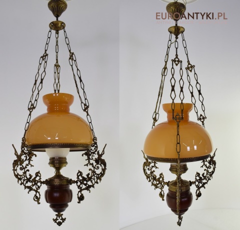 Duża rustykalna lampa wisząca cottagecore.