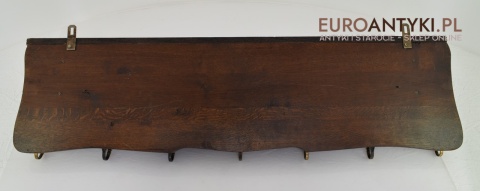 Antyczny wieszak myśliwski z jeleniem z litego dręwna.