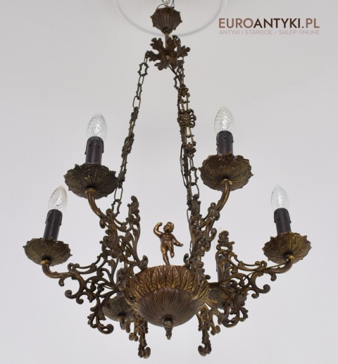 mosiężny żyrandol Belle Epoque