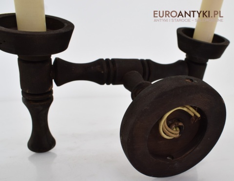 Góralski drewniany kinkiet do wiejskiej chaty. Lampy cottagecore.