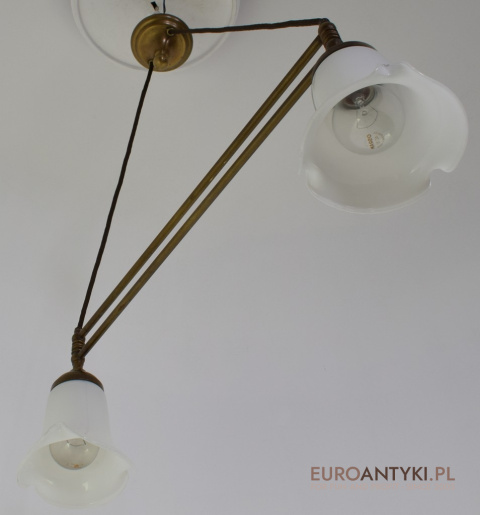 retro lampa wisząca z 2 kloszami