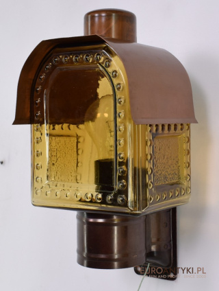 Miedziano szklana rustykalna lampa przed dom lub ganek
