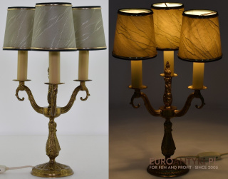 Elegancka Mosiężna Lampa Stołowa z Francji w Klimacie Vintage Antyk